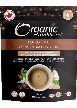 Organic traditions - café instantané aux champignons focus fuel 140 g