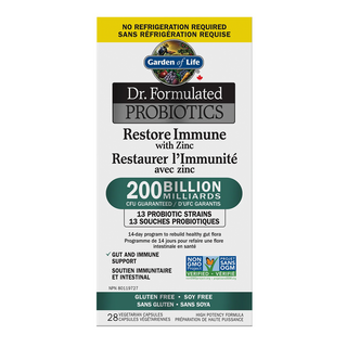Garden of life - dr. formulated probiotiques restaurer l'immunité avec zinc (stable) - 28 vcaps.