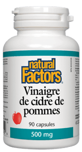 Natural factors - vinaigre de cidre de pomme 500mg - 90 caps – Gagné en  Santé
