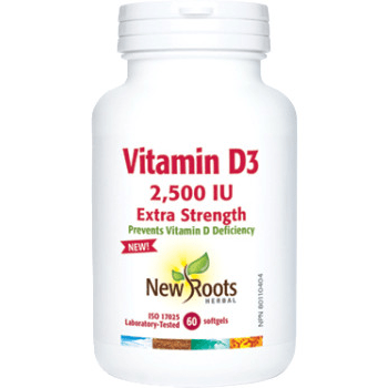 New roots herbal Vitamine D3, 2.500 ui extra-Fort gélules · 60 gélules