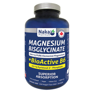 Naka - platinum magnesium bisglycinate + b6 bioactive - 230 vcaps