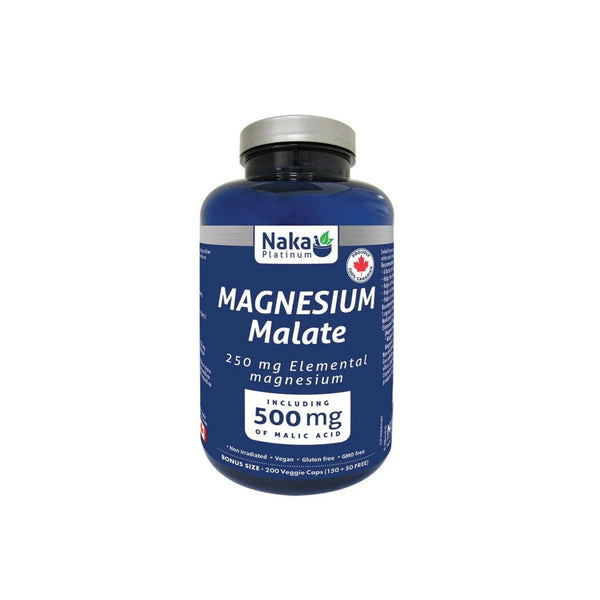 Naka Malate de magnésium 500 mg, 200 capsules végétariennes
