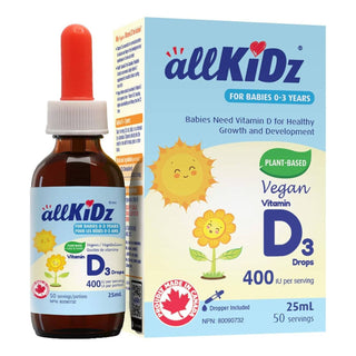 Allkidz - goutte de vitamine d3 végétalienne - 50 portions 25 ml