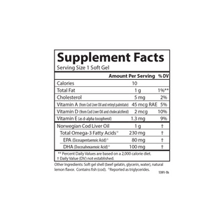 Carlson - huile de morue citron pauvre en vitamine a - 300 gélules.