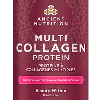 Ancient nutrition - poudre de protéine de collagène multi beauté au sein de goyave fruit de la passion 232 g.