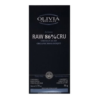 Olivia - chocolat noir 86% cru - 50g