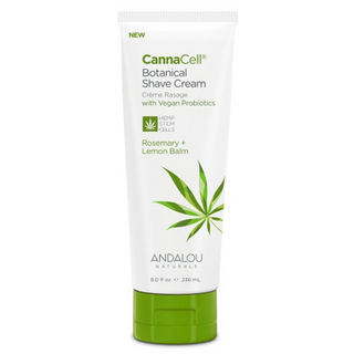 Andalou naturals - crème à raser botanique cannacell - romarin + mélisse 236 ml.