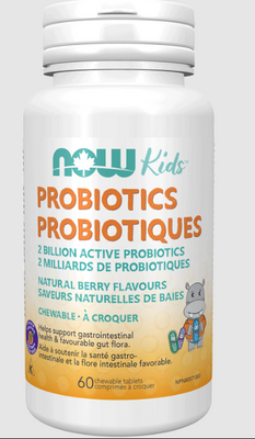 Now - probiotique pour enfant 2 milliards, saveur naturelle de baies 60 comprimés à croquer