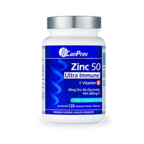 Canprev Zinc 50 Ultra Immune + C, 120 capsules végétariennes
