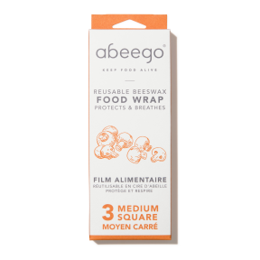 Abeego - 3 carrées moyen de film alimentaire reutilisable protège et respire 8 x 3ct