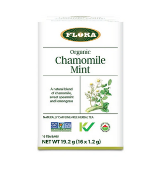 Flora - thé à la camomille et à la menthe biologique 16 sachets.