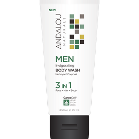 Andalou naturals - nettoyant corporel revigorant pour hommes 3-en-1 - 251 ml.