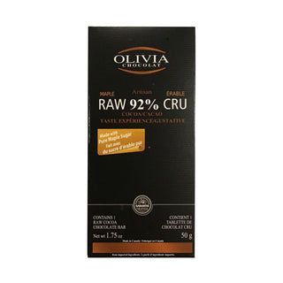 Olivia - chocolat noir 92% vegetalien cru erable - 50g