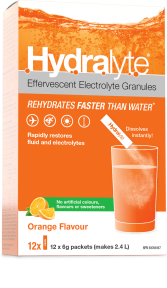 Hydralyte - granulés d'électrolyte - orange 12 ct