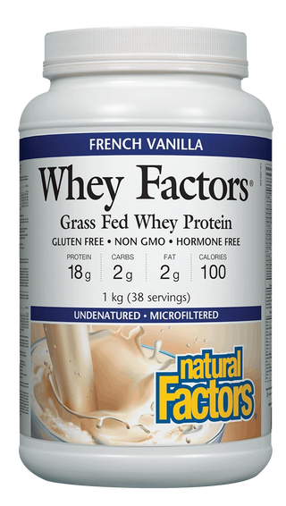 Natural factors - whey factors proteine de petit-lait/ vanille française - 1 kg