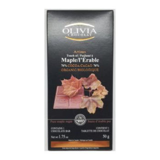 Olivia - chocolat noir 76% bio erable - 50g