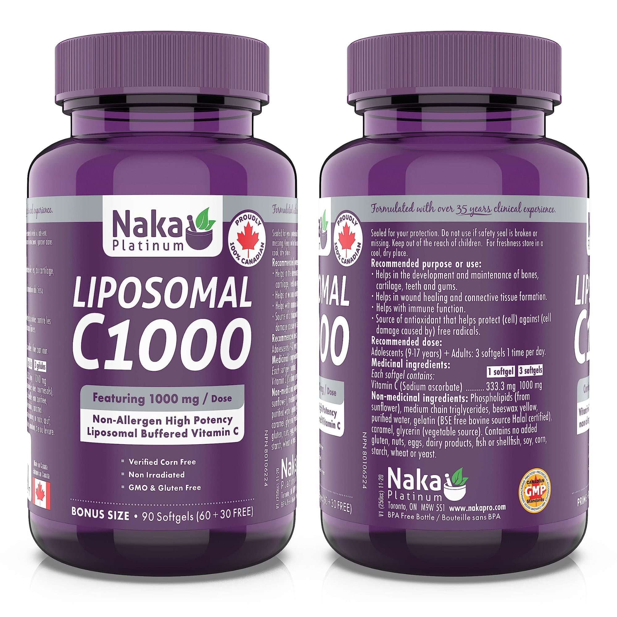 Naka - platinum  liposomal c1000 ultra puissant - 90 gels