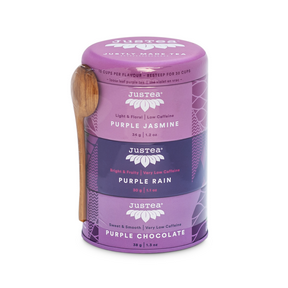 Justea - thé violet en vrac boîtes trio 6 x 102 g