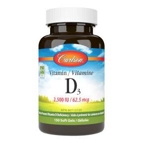 Carlson - vitamine d3 2500 iu(62,5 mcg) 150 gél.