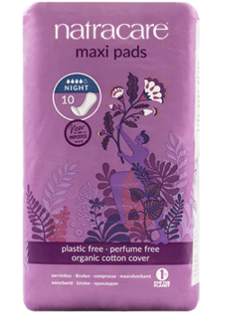 Natracare - maxi pads (nuit sans ailes)  10 pad.