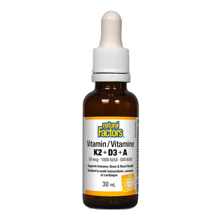 Natural factors - Vitamine k2 + d3 + a (50 mcg/1000 ui/500 ui) - 30 ml