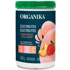 Organika - Électrolytes + enhanced collagen (poudre effervescentre) fraises et pêches - 360g
