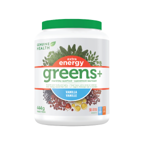 Genuine health - greens+ extra énergétique vanille 444 g