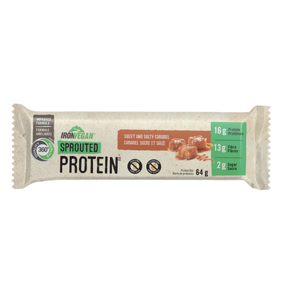 Iron vegan - barre de proteines germées / caramel sucré et salé - 64g