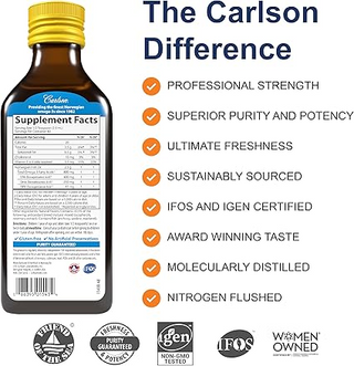 Carlson - huile de poisson pour enfants the very finest, 800 mg d'oméga-3 -  200 ml.