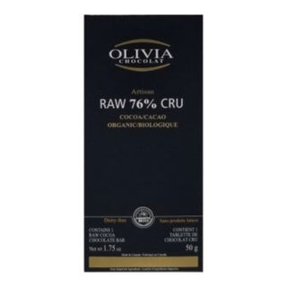 Olivia - chocolat noir 76% cru - 50g