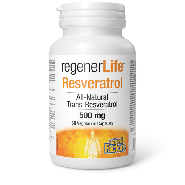 Natural factors Regenerlife resvératrol, 500 mg · 60 capsules végétariennes