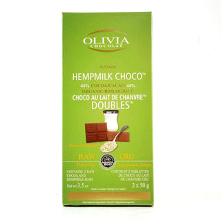 Olivia - chocolat cru bio au lait de chanvre 44% sans lactose (2 x 50g)