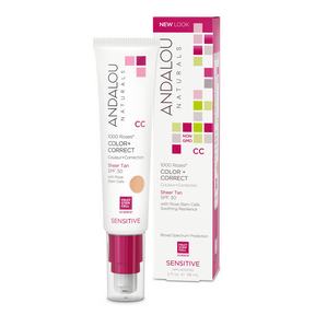 Andalou naturals - sensitive 1000 roses cc color + teinte transparente correcte spf 30 -  58 ml.