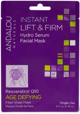 Andalou naturals - masque facial hydro sérum défiant l'âge resvératrol q10 (masque en fibre) 6 x18 ml