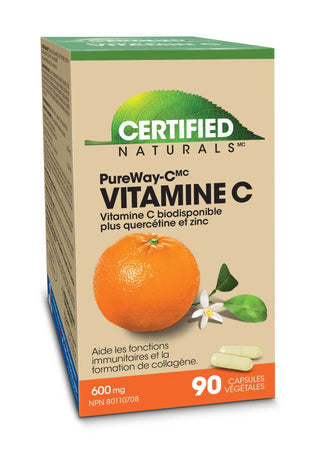 Certified naturals - pureway-c, vitamine c 600 mg plus avec quercétine et zinc