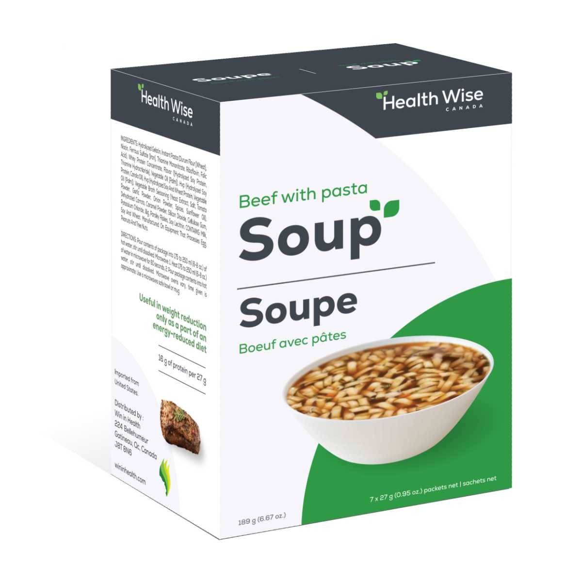 Health wise - soupes protéinées - boeuf avec pâtes
