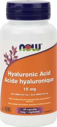 Acide hyaluronique 15 mg et MSM -NOW -Gagné en Santé