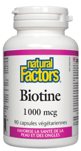 Biotine 1000 mcg -Natural Factors -Gagné en Santé