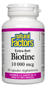 Biotine 10000 mcg -Natural Factors -Gagné en Santé