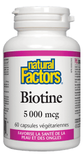 Biotine 5000 mcg -Natural Factors -Gagné en Santé