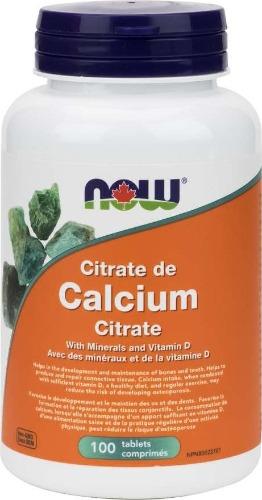 Calcium citrate avec vitamine D -NOW -Gagné en Santé