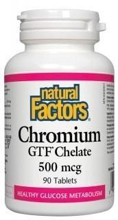 Chromium GTF chélaté 500mcg -Natural Factors -Gagné en Santé