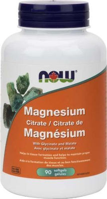 Citrate de Magnésium avec glycinate et malate 134 mg -NOW -Gagné en Santé