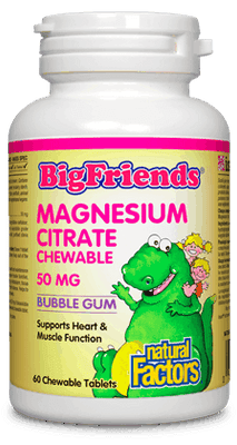 Citrate Magnesium a Croquer 50 mg -Natural Factors -Gagné en Santé