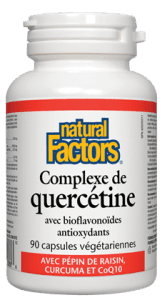 Complexe de quercétine avec pépin de raisin, curcuma et CoQ10 -Natural Factors -Gagné en Santé