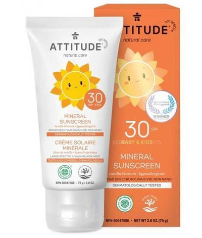 Crème solaire minérale FPS 30, Fleur de vanille -Attitude -Gagné en Santé