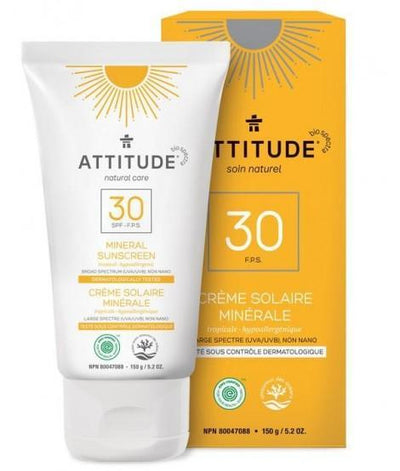 Crème solaire minérale FPS 30, Tropicale -Attitude -Gagné en Santé
