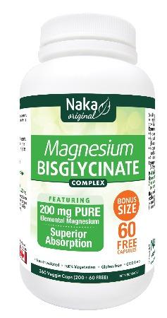 Diglycinate de magnésium (200mg magnesium bisglycinate) -Naka Herbs -Gagné en Santé