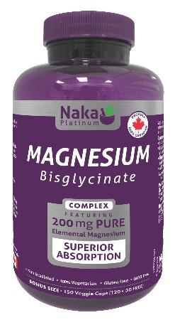 Diglycinate de magnésium (200mg magnesium bisglycinate) Bonus -Naka Herbs -Gagné en Santé