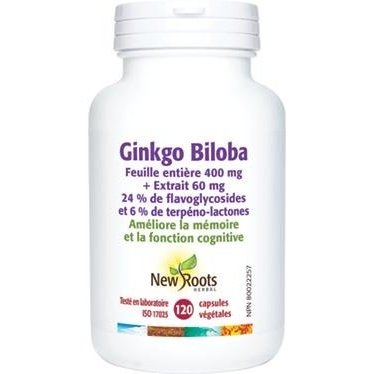 Ginkgo Biloba 60 mg | Mémoire -New Roots Herbal -Gagné en Santé